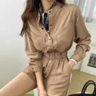 Long-sleeve Tie-waist Romper