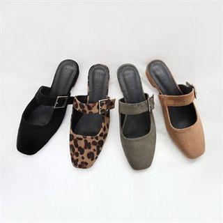 Faux-suede Mary Jane Mules
