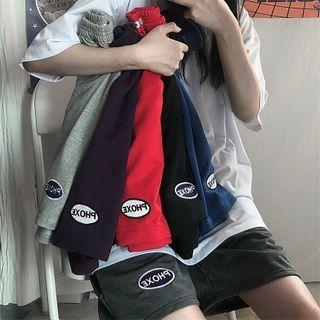 Lettering Applique Straight-fit Shorts