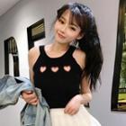 Hollow Out Heart Sleeveless Knit Top