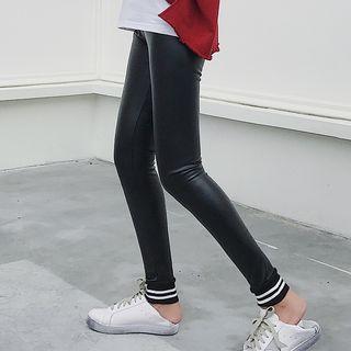 Stripe Faux Leather Skinny Pants