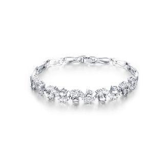 Fashion Bright Geometric Bracelet With White Cubic Zirconia Silver - One Size