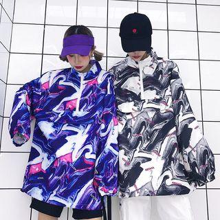 Couple Matching Print Half Zip Jacket