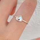 Heart Ring 1 Pc - Heart Open Ring - Silver - One Size