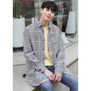 Pocket-front Boxy Plaid Shirt