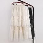 Midi A-line Lace Layered Skirt