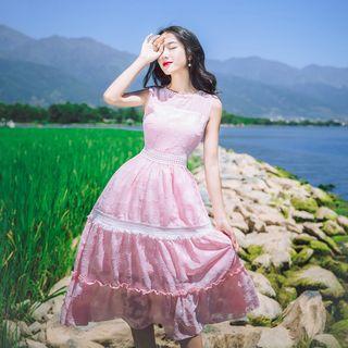 Tiered A-line Midi Dress