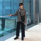 Striped Long-sleeve T-shirt / Wide Leg Pants