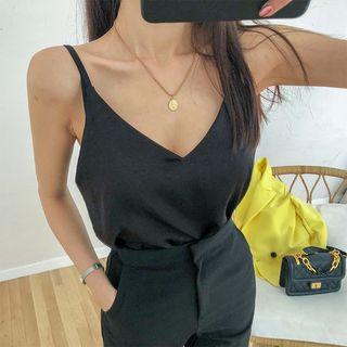 Plunge-neck Satin Camisole Top