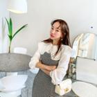 Faux-pearl Button Capelet Blouse