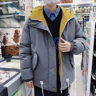 Color Block Zip Hooded Padded Jacket