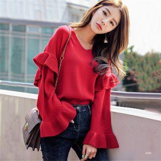Ruffle V-neck Sweater