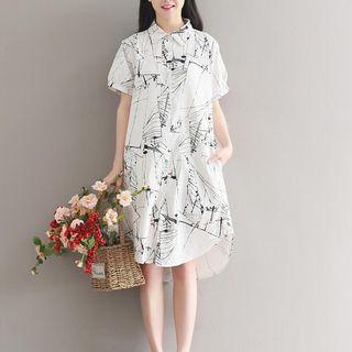 Printed Short-sleeve Shirt Dress