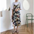 Flower Print Spaghetti-strap Chiffon Dress