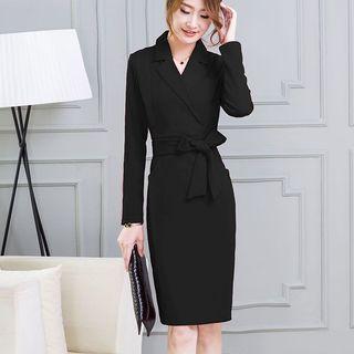 Long-sleeve Notched-lapel Dress