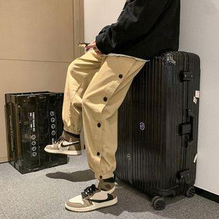 Button-accent Harem Corduroy Pants
