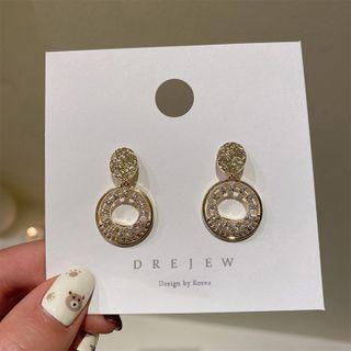 Rhinestone Faux Pearl Hoop Alloy Dangle Earring 1 Pair - Gold - One Size