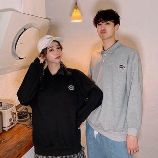 Couple Matching Long-sleeve Embroidered Polo Shirt