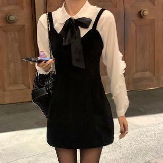 Ruffled Shirt / Bow Tie / Overall Dress / Set