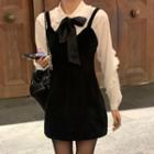 Ruffled Shirt / Bow Tie / Overall Dress / Set