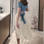 Short-sleeve T-shirt / Midi A-line Skirt / Set