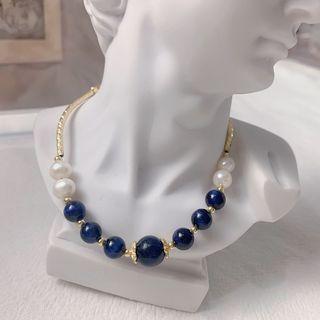 Faux Pearl Faux Gemstone Bead Bracelet