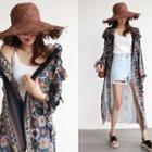 Frilled Pattern Chiffon Maxi Robe Cardigan