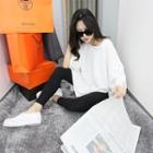 Slit Side 3/4-sleeve Long T-shirt