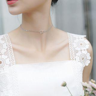 Wire Heart Rhinestone Accent Necklace As Shown In Figure - One Size