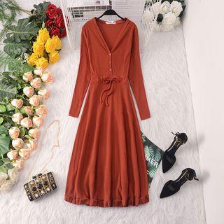 Long-sleeve Maxi Knit A-line Dress