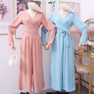 Set: Wrapped T-shirt + Wide-leg Pants