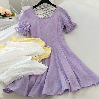 Square Neck Bell-sleeve A-line Dress