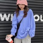Letter Embroidered Pullover / Wide Leg Sweatpants