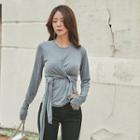 Long-sleeve Knot-front T-shirt