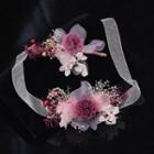 Wedding Set: Flower Headpiece + Hair Clip Set - As Shown In Figure - One Size