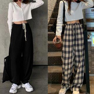 Plain Cardigan / Gingham Pants / Plain Pants