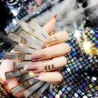 Mirrored Faux Nail Tips Lg02 - Silver & Gold - One Size
