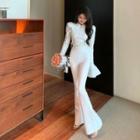 Set: Bell-sleeve Top + High Waist Flared Pants