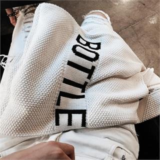 Lettering Knit Shoulder Bag