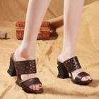 Genuine Leather Slide Chunky-heel Sandals