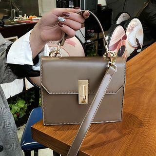 Faux Leather Shoulder Bag Single Pocket - Light Brown - One Size