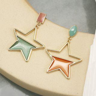 Non-matching Glaze Star Dangle Earring 1 Pair - 925 Silver Needle - As Shown In Figure - One Size