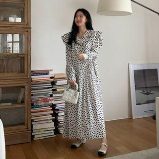 Long-sleeve Heart Midi A-line Dress