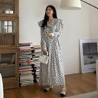 Long-sleeve Heart Midi A-line Dress