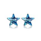 925 Sterling Silver Simple Elegant Fashion Star Ear Studs And Earrings With Blue Austrian Element Crystal Silver - One Size