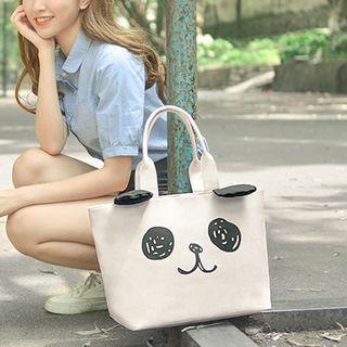 Panda Print Canvas Tote Bag