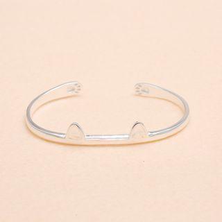 Cat Sterling Silver Open Bangle Silver - One Size