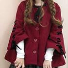 Devil Hooded Button Jacket / Cat Ear-accent Hooded Jacket / Mini Plaid Pleated Skirt / Long-sleeve Top