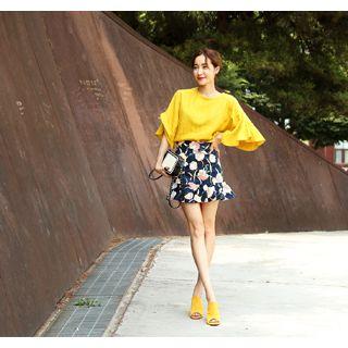 Floral Print Ruffle-hem Skirt