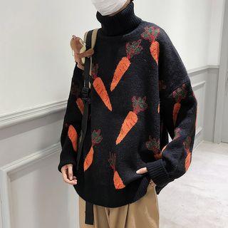 Turtleneck Carrot Patterned Sweater